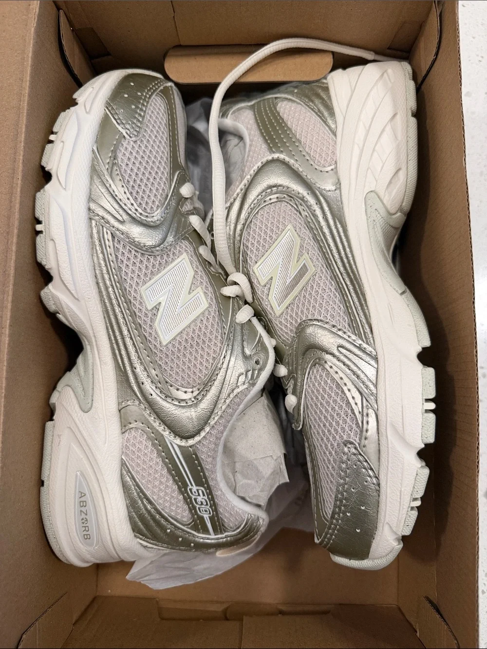 New Balance 530 Women's Metallic Beige/Nude Running Sneakers